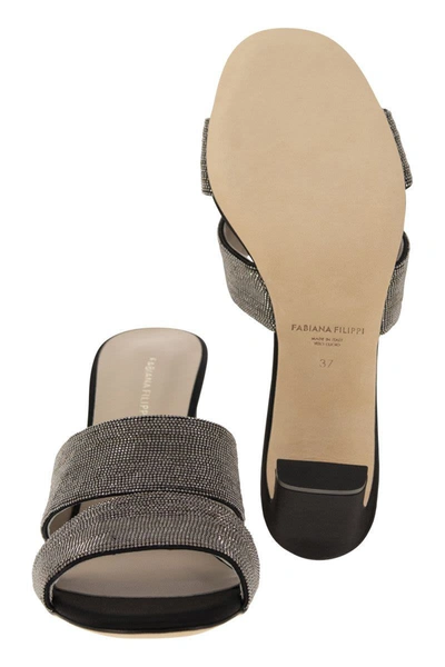 Shop Fabiana Filippi Leather Sandal With Bright Bands In Black