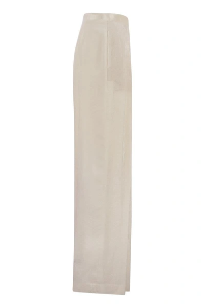 Shop Fabiana Filippi Viscose Velvet Loose Trousers In White