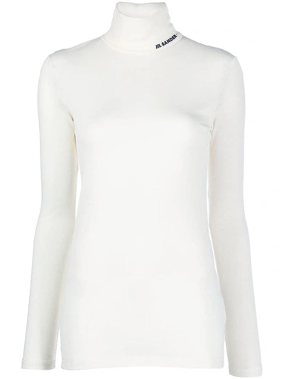 Shop Jil Sander Logo-print Roll-neck Top In White