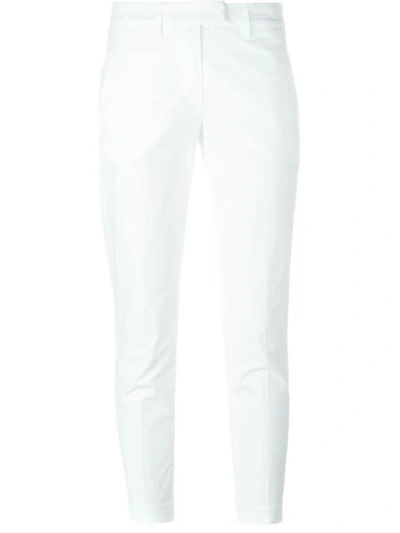 Dondup Striped Tailored Cropped Trousers In White