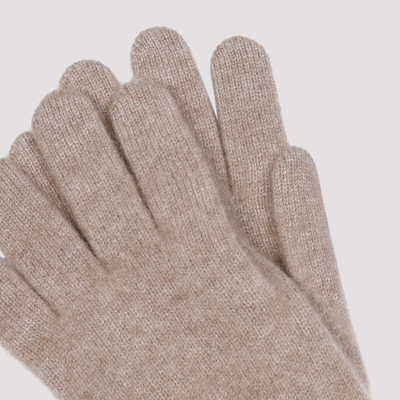 Shop Auralee Baby Cashmere Knit Long Gloves In Brown