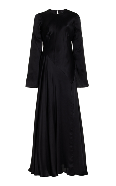 Shop Moré Noir Julia Silk Maxi Dress In Black