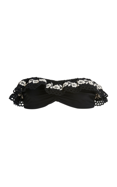 Shop Sea Katya Ruffled Bikini Top In Black
