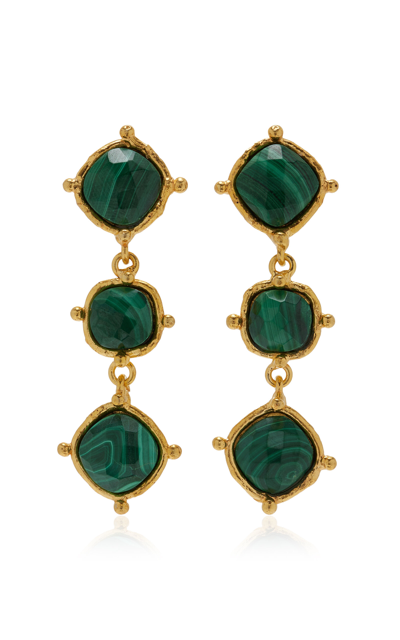 Shop Sylvia Toledano 22k Gold-plated Malachite Medicis Earrings In Green
