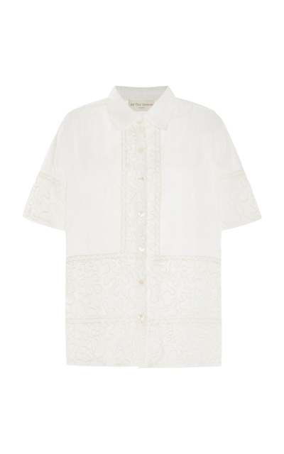 Shop All That Remains Promise Hand-embroidered Silk Shirt In White