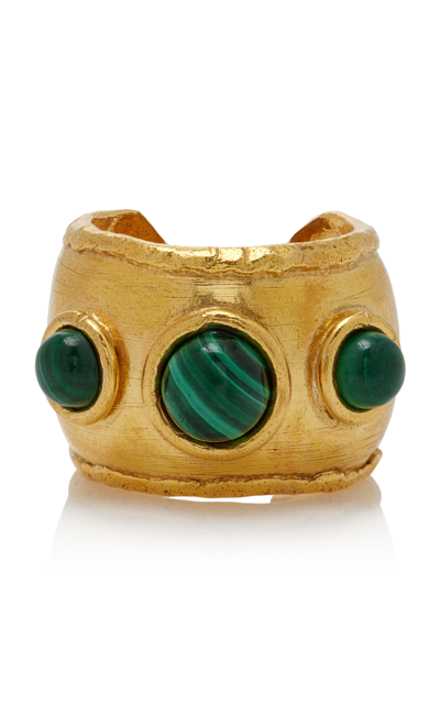 Shop Sylvia Toledano 22k Gold-plated Malachite Dune Ring In Green
