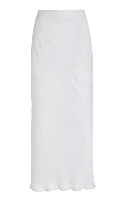 Shop All That Remains Raya Embroidered-satin Skirt In White