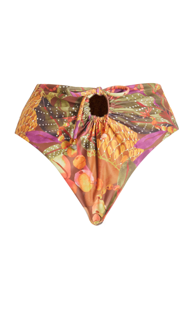 Shop Andrea Iyamah Uwa High-waisted Cutout Bikini Bottoms In Multi