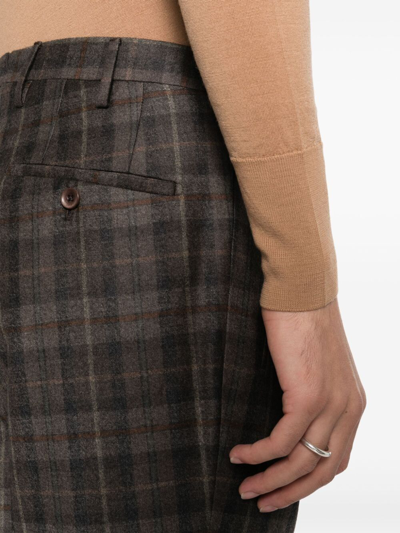 Shop Incotex Checked Trousers In Brown