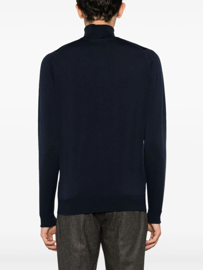 Shop John Smedley Richards Long Sleeves Crew Neck Pullover In Blue