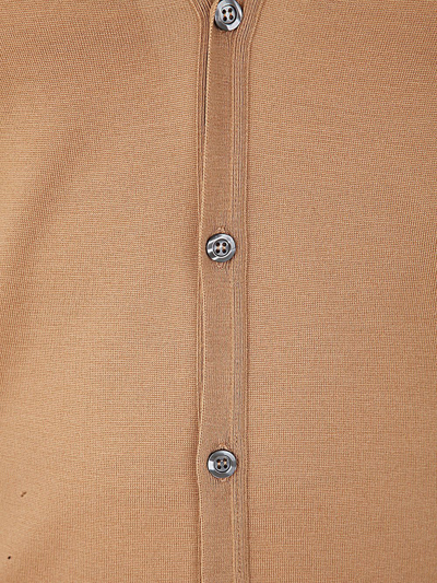 Shop John Smedley Bryn Long Sleeves V Neck Fashioned Cardigan In Brown