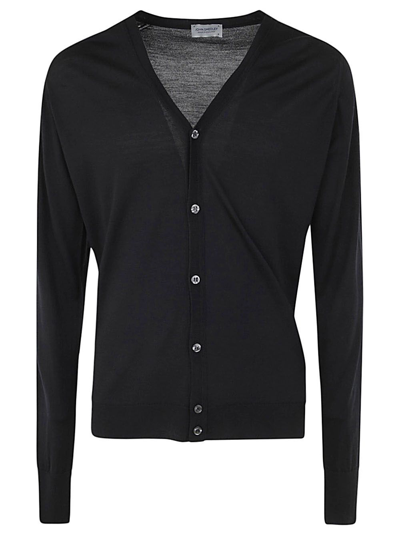 Shop John Smedley Bryn Long Sleeves V Neck Fashioned Cardigan In Black