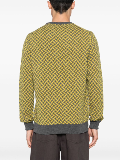 Shop Drumohr Long Sleeve Crew Neck Sweater In Yellow & Orange