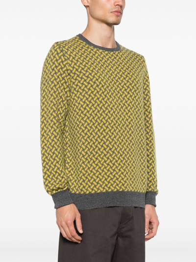 Shop Drumohr Long Sleeve Crew Neck Sweater In Yellow & Orange