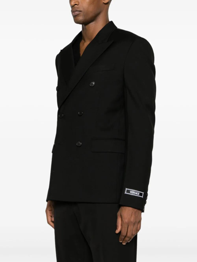 Shop Versace Formal Jacket Wool Fabric In Black