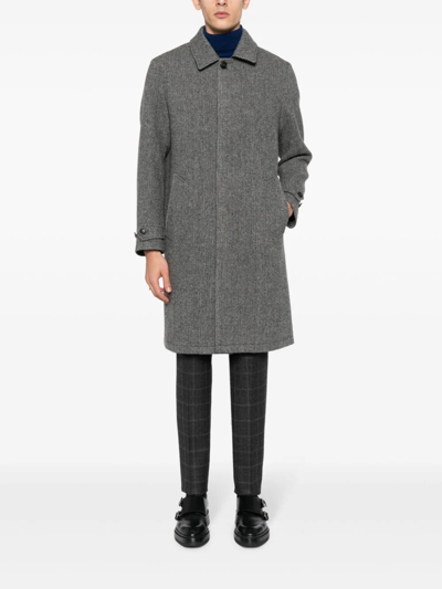 Shop Baracuta Paul Coat Pattern Wool In Grey