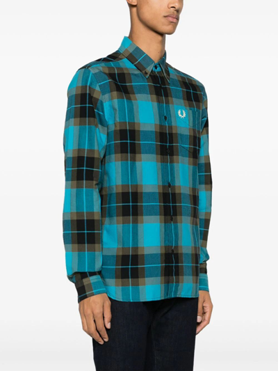 Shop Fred Perry Fp Tartan Shirt In Blue