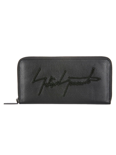 Shop Discord Yohji Yamamoto Logo Embroidered Zipped Wallet In Black