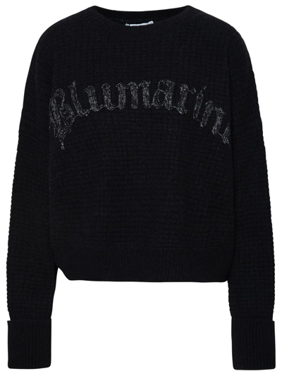 Shop Blumarine Logo Embroidered Crewneck Sweatshirt In Black