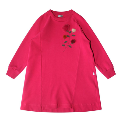 Shop Il Gufo Flower Patch Fleece Dress In Pink