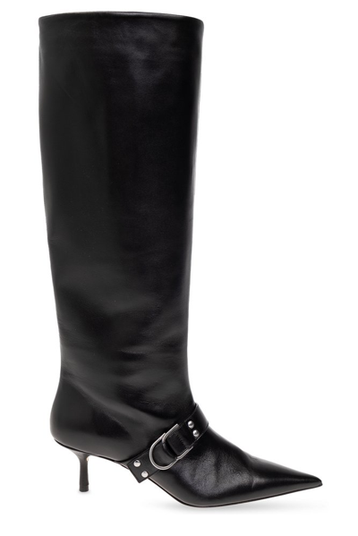Shop Blumarine Jeannie Buckle Detailed Boots In Black