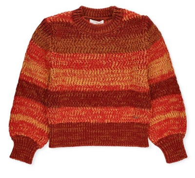 Shop Chloé Kids Striped Knitted Jumper In Multi