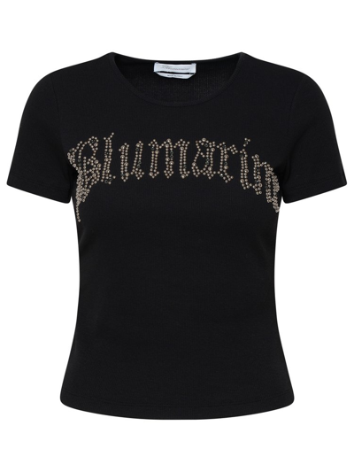 Shop Blumarine Logo Embellished Crewneck T In Black