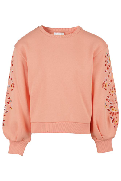 Shop Chloé Kids Logo Embroidered Fleece Sweatshirt In Pink