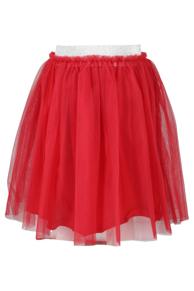 Shop Il Gufo Giltter Detailed Tulle Skirt In Red
