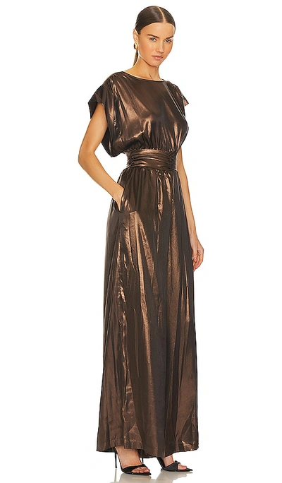 Shop Misa Sophia Jumpsuit In Metallic Bronze