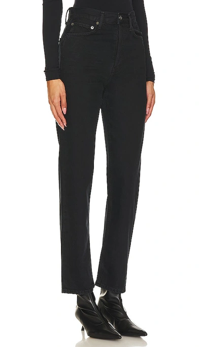 Agolde Black 90s Pinch Waist High Rise Straight Jeans In Black
