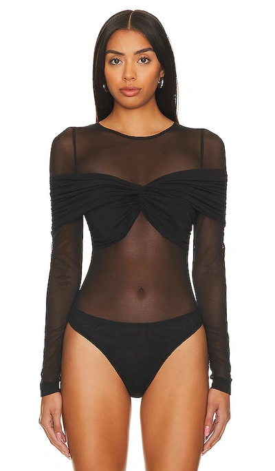 Shop Misha Nerida Mesh Bodysuit In Black