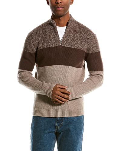 Shop Naadam Wool & Cashmere-blend 1/4-zip Mock Sweater In Brown