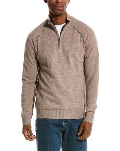 Shop Naadam Wool & Cashmere-blend 1/4-zip Mock Sweater In Brown