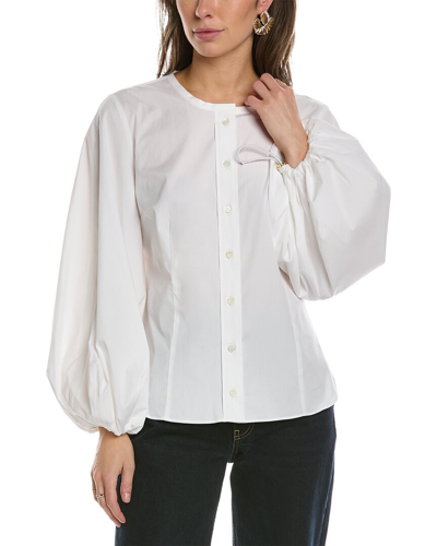 Shop Carolina Herrera Balloon Sleeve Shirt In White