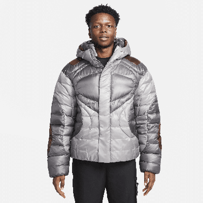 Shop Nike Men's  Sportswear Tech Pack Therma-fit Adv Oversized Water-repellent Hooded Jacket In Grey