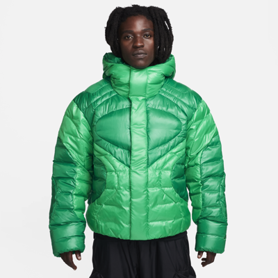 Shop Nike Men's  Sportswear Tech Pack Therma-fit Adv Oversized Water-repellent Hooded Jacket In Green