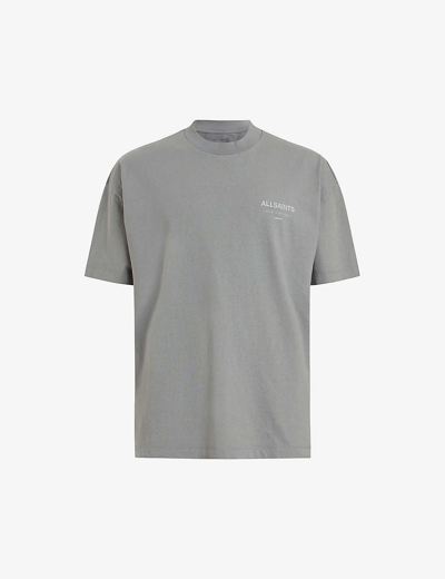 Shop Allsaints Mens Grey Marl Underground Graphic-print Cotton T-shirt