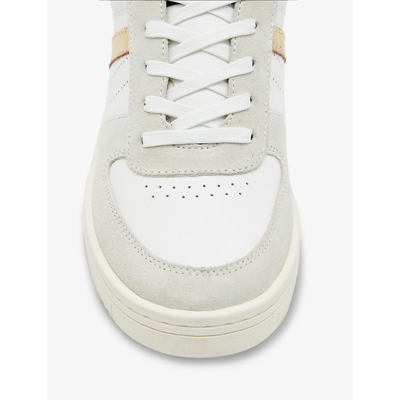 Shop Allsaints Women's White/gold Vix Logo-embroidered Suede And Leather Low-top Trainers
