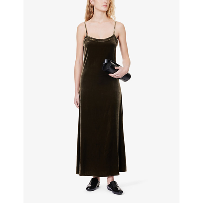Shop Le Kasha Women's Olive San Vio Relaxed-fit Woven-blend Midi Dress