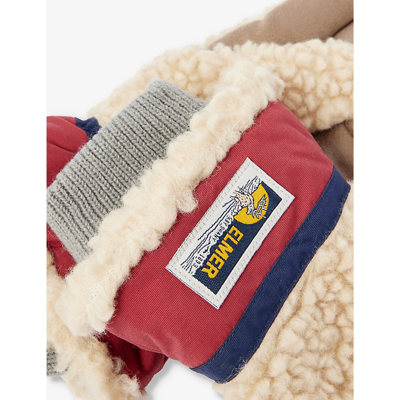 Shop Elmer Men's Beige/wine Teddy Brand-patch Wool Gloves In Cream