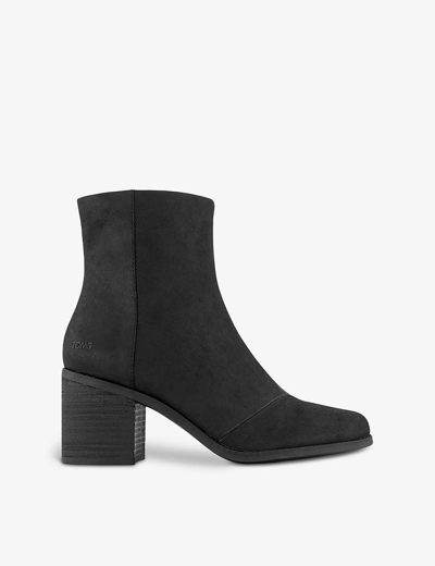 Shop Toms Women's Black Leather Evelyn Tonal-stitching Heeled Ankle Boots