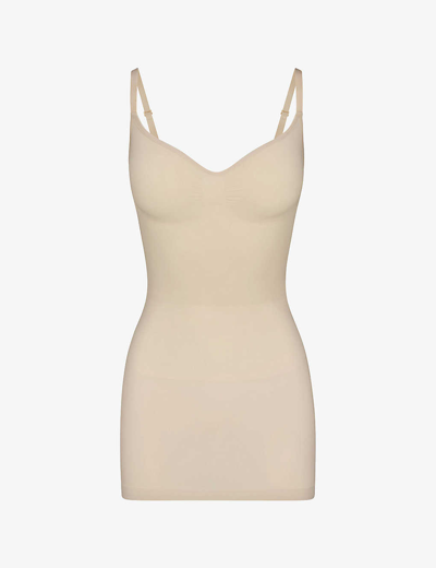 Skims Seamless Sculpt Thong Bodysuit In Brown