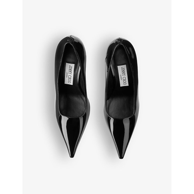 Shop Jimmy Choo Ixia Tonal-stitching Leather Heeled Courts In Black