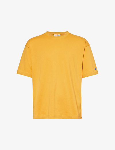 Shop Champion Men's Sur Brand-appliqué Regular-fit Cotton-jersey T-shirt In Yellow