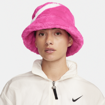 Shop Nike Unisex Apex Faux Fur Swoosh Bucket In Pink