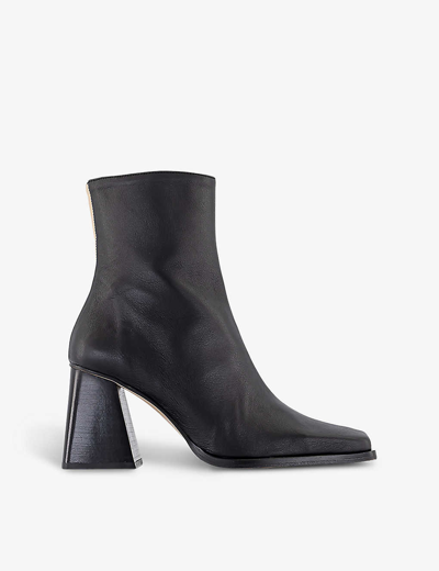 Shop Alohas South Block-heel Leather Ankle Boots In Black Cream