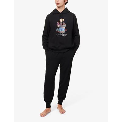Shop Polo Ralph Lauren Branded-waistband Tapered-leg Stretch-cotton Pyjama Bottoms In Black
