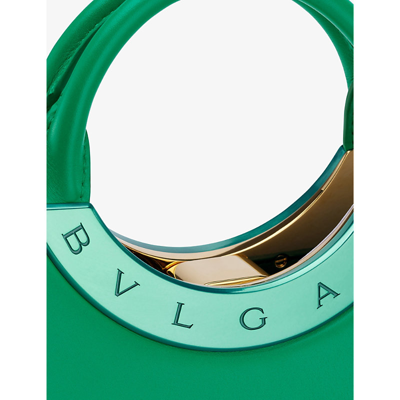 Shop Bvlgari Womens Green Roma Small Leather Top-handle Bag