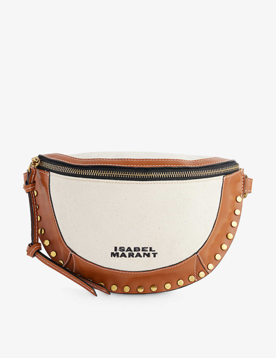 Shop Isabel Marant Skano Leather Cross-body Bag In Ecru Cognac